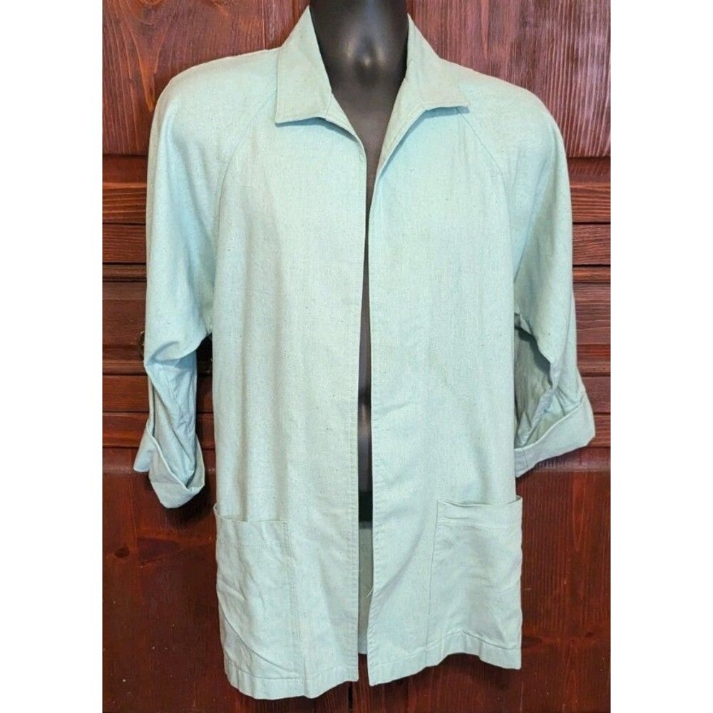 George Georgiou NATURELLE Raw Silk Jacket Womens XS Mint Green Oversized Unlined